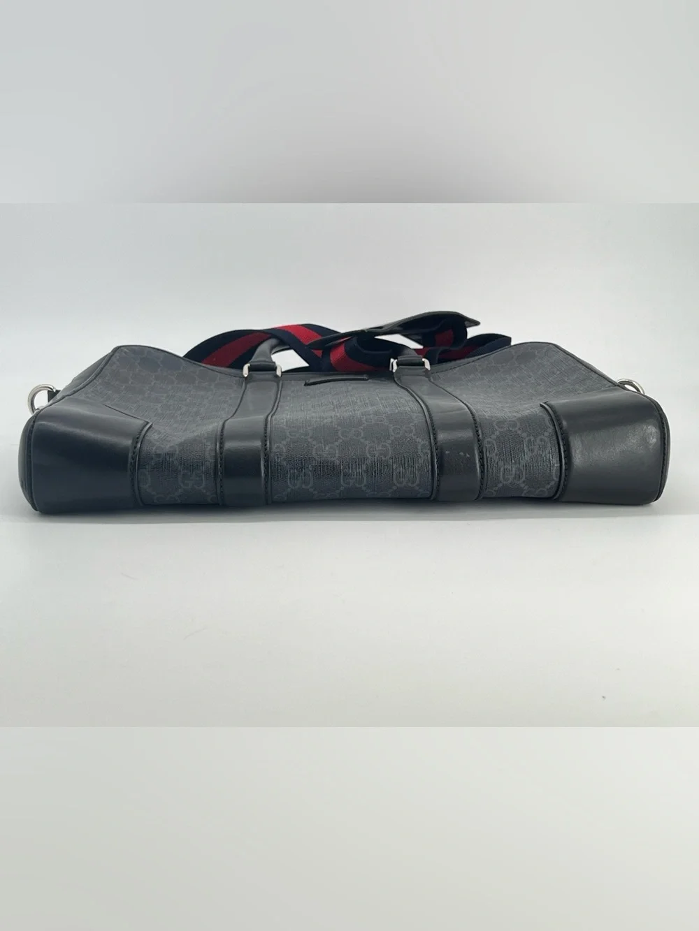 Gucci GG Supreme Black Briefcase with Crossbody Shoulder Strap